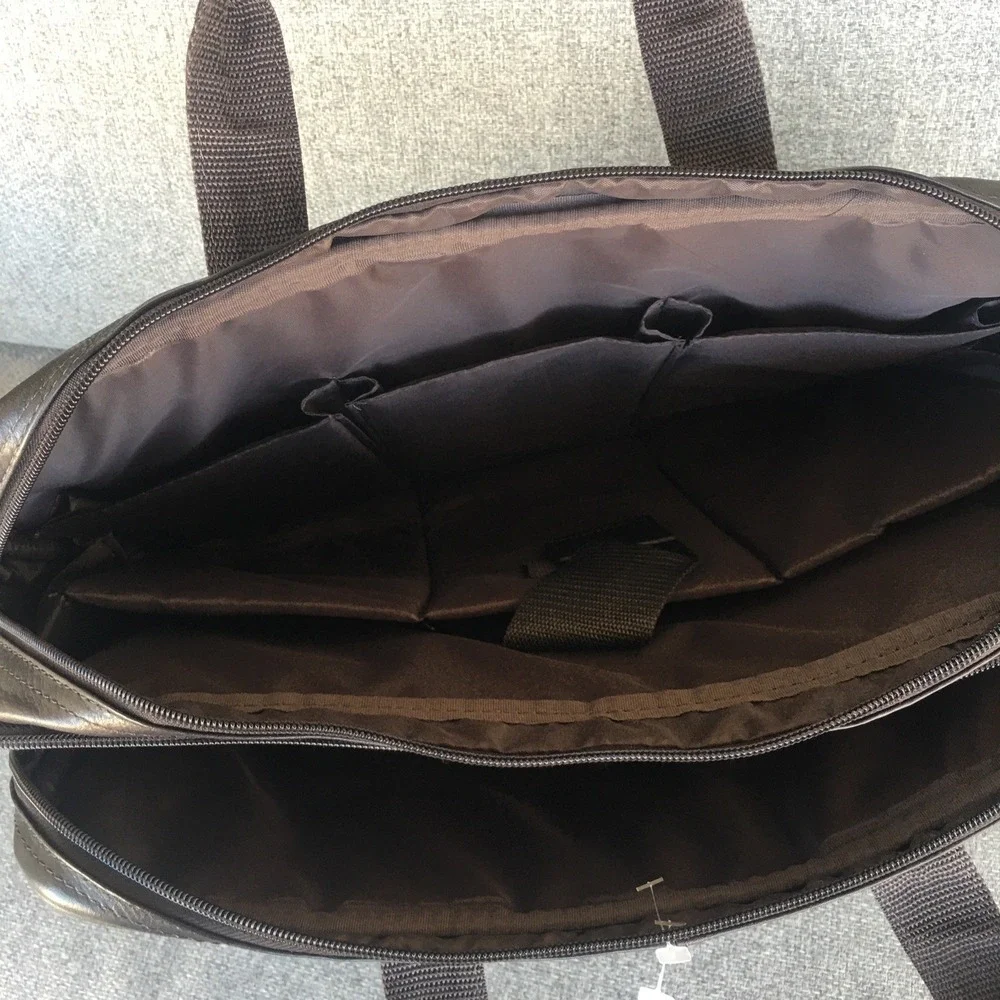 Vintage Kenneth Cole Laptop Bag Briefcase Brown Pebbled Leather 7 Compartments